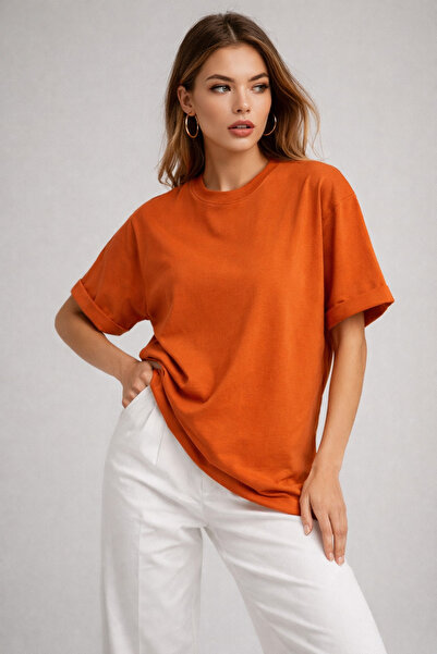 Rich Women's Tile 100% Cotton Oversize Basic T-Shirt – Relaxed Fit Relaxed Cr...