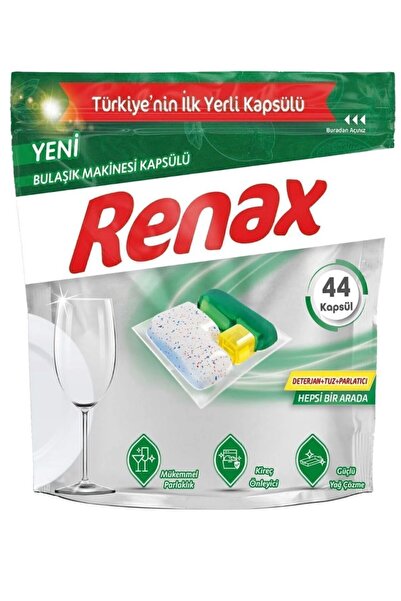 Renax All-in-One Dishwasher Capsules (44 Pack) – Family Value Size – Made in ...