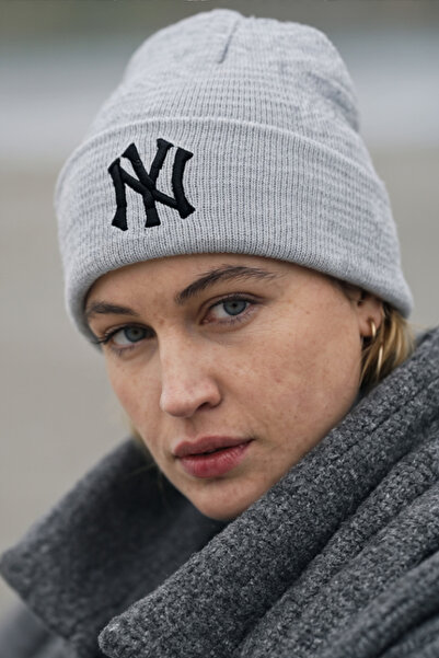 Verahed Ny New York Embroidered Soft Textured Unisex Winter Hat Acrylic Gray ...