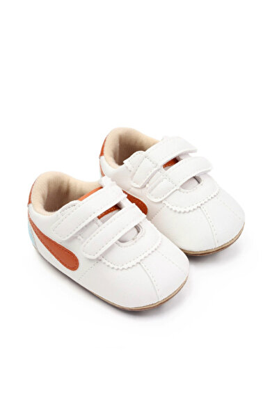 Superbaby Adidasi albi pentru bebelusi pentru primii pasi, cu arici si insert...