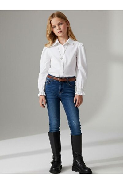 Zekids Cămașă albă cu mâneci pentru fete