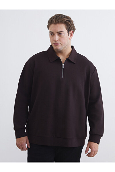 LC Waikiki Ozmakda New Season Large Size Polo Neck Men's Sweatshirt