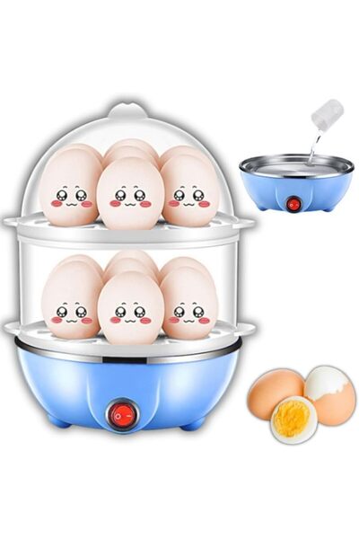 Generic جهاز طهي البيض بالبخار، غلاية بيض أوتوماتيكية بطبقتين (350 واط، 220 ف...
