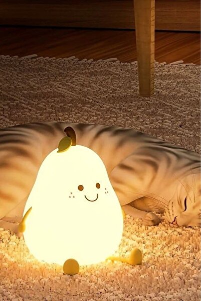 BONOVE Renkli Usb Şarj Edilebilir Armut Gece Lambası, Silikon, Hediyelik Eşya...