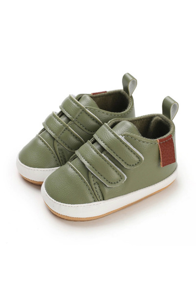 Superbaby Pantofiori verzi pentru bebelusi pentru primii pasi, cu barete cu a...