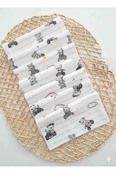 ASİMEL TASARIM 7'li Desenli Müslin Bebek Ağız Mendili Ter bezi % 100 Pamuk