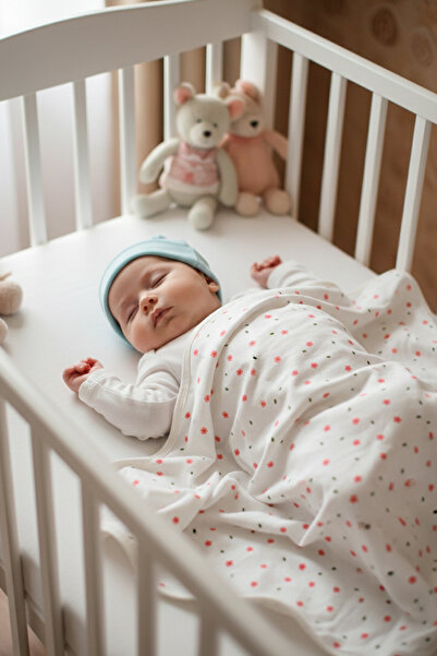 MAHFEL 100% Cotton Organic Pink Flower Printed Baby Kids Blanket