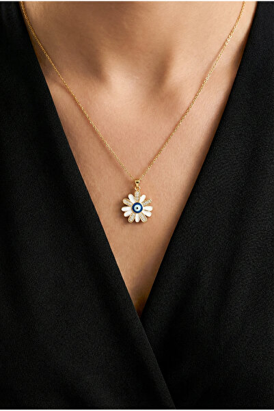 MODA كابريا الصلب عين الشر زهرة سلسلة قلادة ذهبية اللون لا تشويه سلسلة قلادة ...