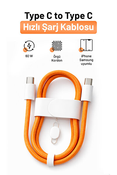 WANNA PROTECT 60W Destekli Iphone Samsung Uyumlu Type C To Type C Hızlı Şarj ...
