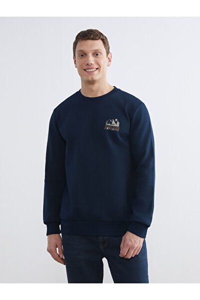 LC Waikiki Peak New Season Crew Neck Printed Men's Thick Sweatshirt