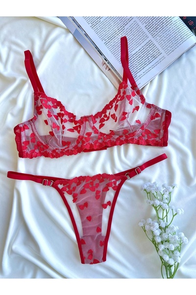 La Linaa Glory Floral Print Thong Panty Bra Set