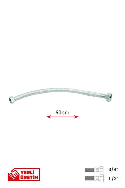 GGama Paslanmaz Çelik Flex Hortum 3/8 - 1/2 Batarya Ara Bağlantı Hortumu 90 cm