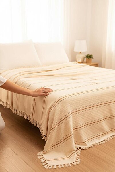 TECHTACT 100% Cotton Organic Single Tasseled Pique, 160X220 cm Bedspread, Sof...