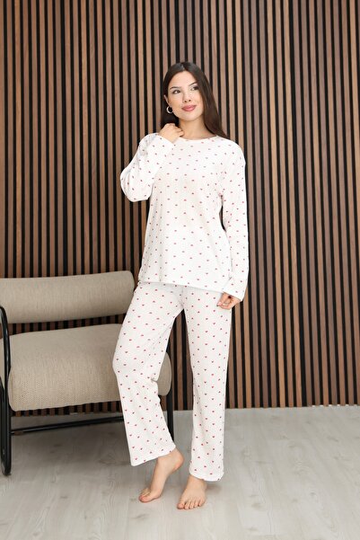 Arvin Pijama Set de pijamale cu mânecă lungă, confortabilă, din bumbac, cu mo...