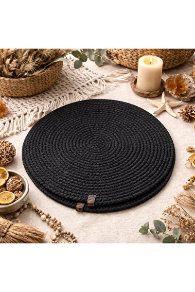 Naspar 4 броя черни чинии за сервиране / американски сервиз / подложка за чин...