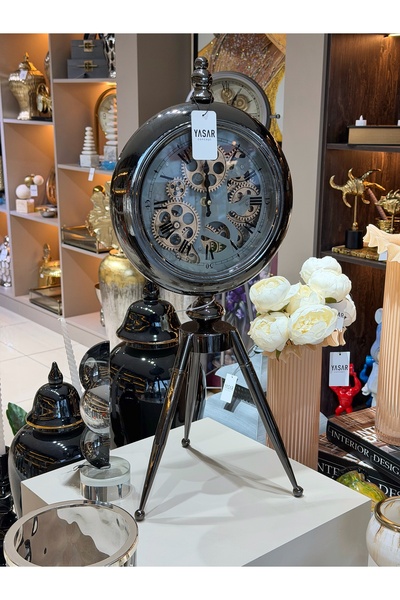 YASAR CONCEPT Veloris Metal Çarklı Masa Saati 26x65 Cm