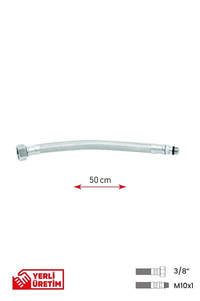 GGama Paslanmaz Çelik Flex Hortum 3/8 - M10x1 Batarya Musluk Bağlantı Hortumu...