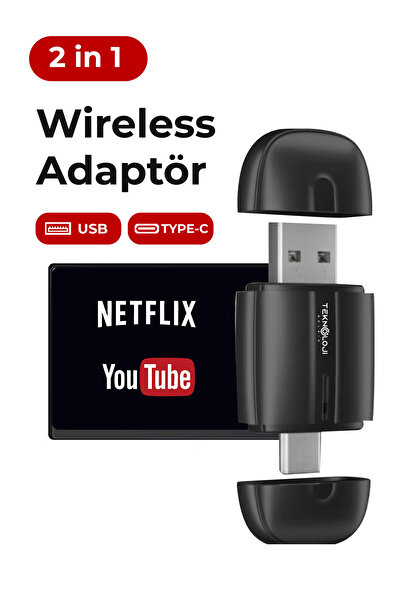 Teknoloji Gelsin Kablosuz CarPlay ve Android Auto Apple ve Android Uyumlu 2in...