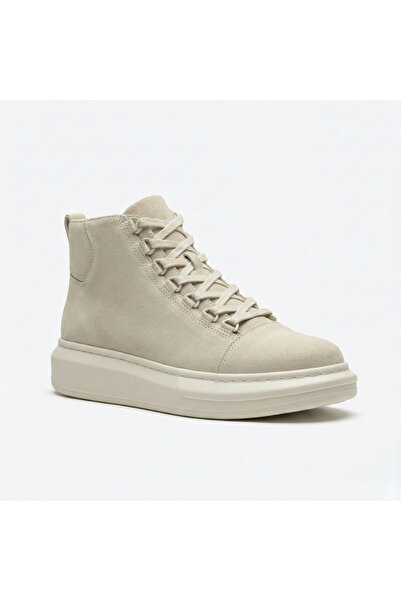 BESKAR Бежови мъжки спортни ботуши с връзки от велур - модел Sneaker Boot BA0713