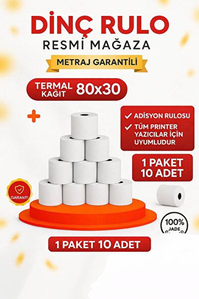 Dinç Thermal Yazarkasa pos  Termal yazıcı rulosu 80x30 10 Adet