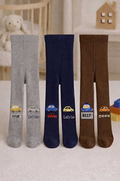 Ekinoks Boy Stitch-Free Car Figured Thermal Pantyhose