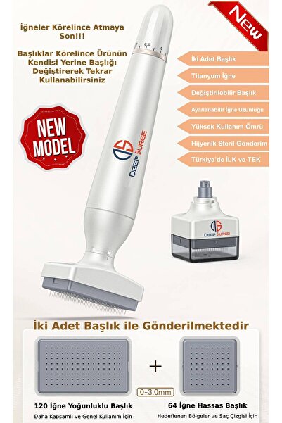 DeepSurge Değiştirilebilir Başlıklı Ayarlanabilir Titanyum İğne Ölçülü 0.25-3...