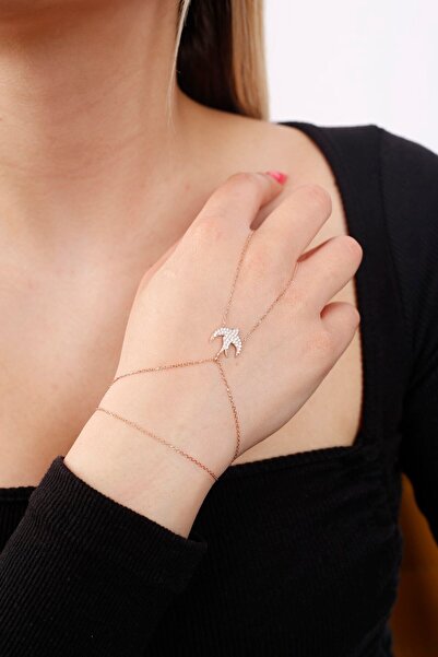 SARIASLAN Rose Gold Kadın Kırlangıç Kuş 925 Ayar Gümüş Şahmeran