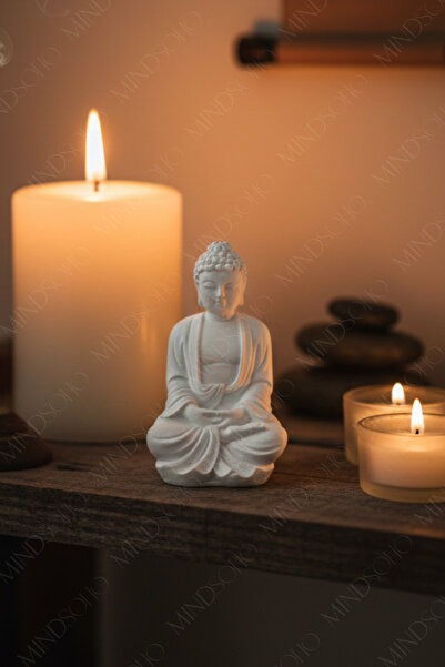 mindsoho Dekoratif Mini 2'li Kum Desenli Buda Heykeli ve Keşiş Tütsülük