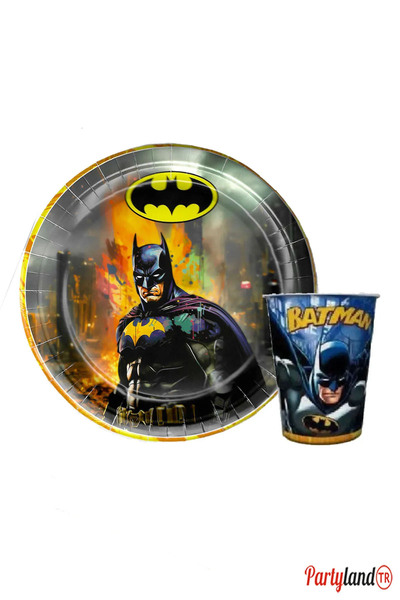 PartylandTR Batman 16 Adet Tabak 16 Adet Bardak