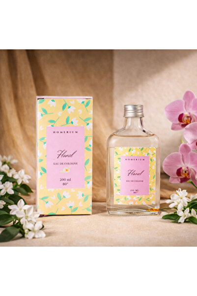 HOMERİUM Floral Parfümlü Kolonya Orkide ve Yasemin 200 ml Cam Şişe