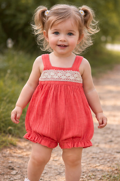 UrazTasarım YAZLIK NATURAL %100 PAMUK MÜSLİN KIZ BEBEK/ÇOCUK TULUM , YAZLIK M...