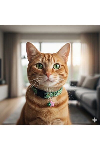 EFRUNS طوق للقطط مزين بحجر النجمة الطبيعي مع جرس