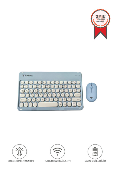 Torima TMK-08 Mavi Kablosuz Bluetooth Klavye Mouse Seti