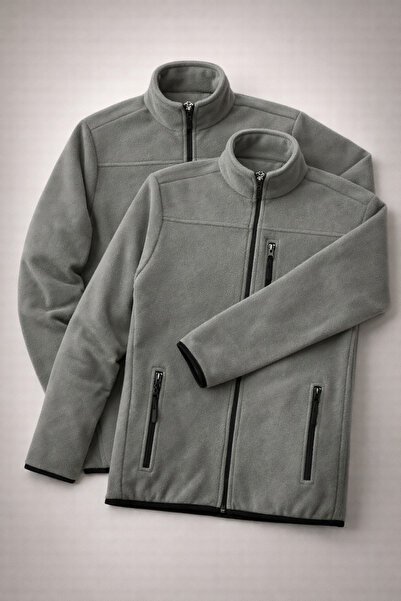 ERY İş Güvenliği Erkek Kışlık Polar Mont Açık Gri