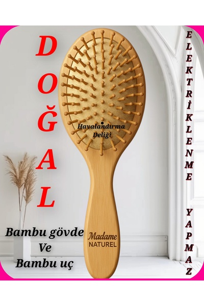 MADAMENATUREL AHŞAP BAMBU TARAK (ORTA BOY)%100 doğal