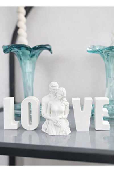 LOVE Dekoratif Biblo Seti – Arası Figürlü – 8 cm Mini Biblo – Modern Ev Dekoru