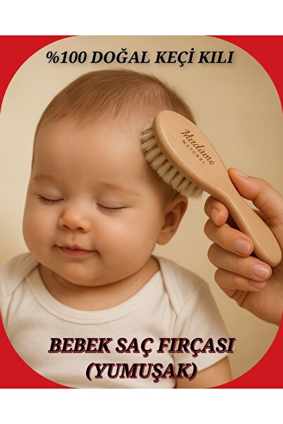 MADAMENATUREL %100DOĞAL KEÇİ TÜYÜ BEBEK FIRÇASI (KESE HEDİYELİ)