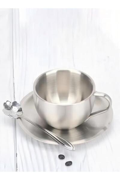 DOMEET Coffee Cup Set, Stainless Steel Espresso Cup with Plate and Spoon, 180...