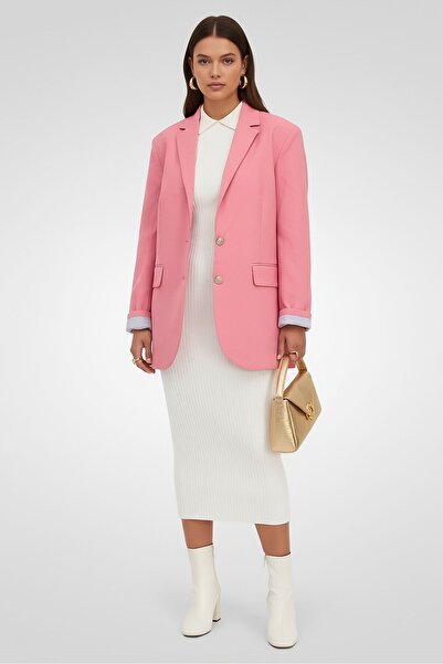 Tommy Icons بليزر نسائي عادي بقصّة عادية، وردي