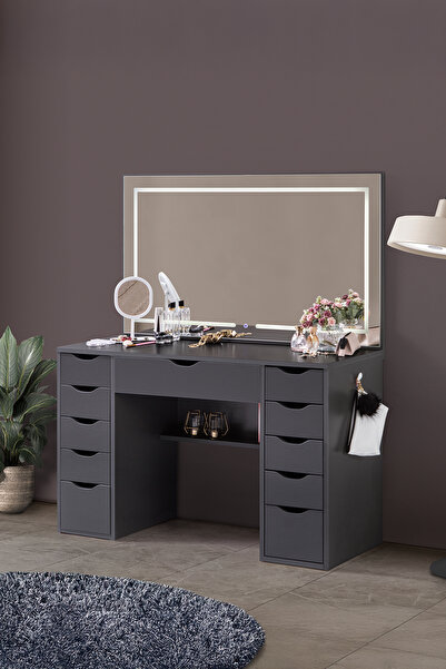 benim odam Diva Takı Düzenleyicili Full Led Dokunmatik Aynalı 11 Çekmeceli Ku...