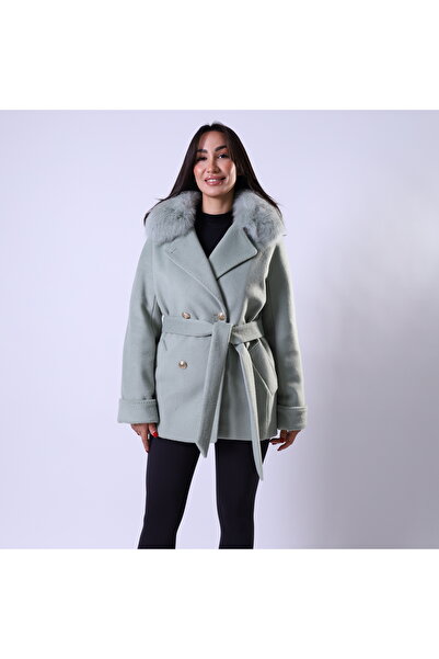 baydemir tekstil Bebe Yaka Kürklü Kaşe Kaban