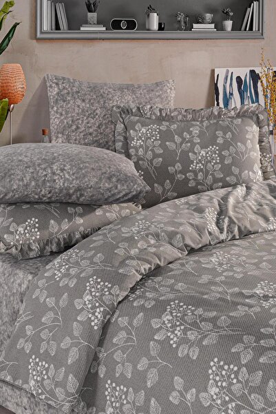 Uçkan home Flora Series Ruffled Double 6-Piece Duvet Cover Set