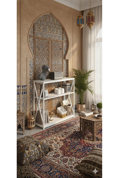 EXPERT طاولة قهوة قابلة للتعديل بثلاث طبقات مع قاعدة شحن ورف تخزين (أبيض) EI-403