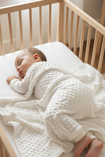 MAHFEL %100 Welsoft ve Polar Çift Katlı 1.Sınıf Bebek & Çocuk Battaniyesi Ekru