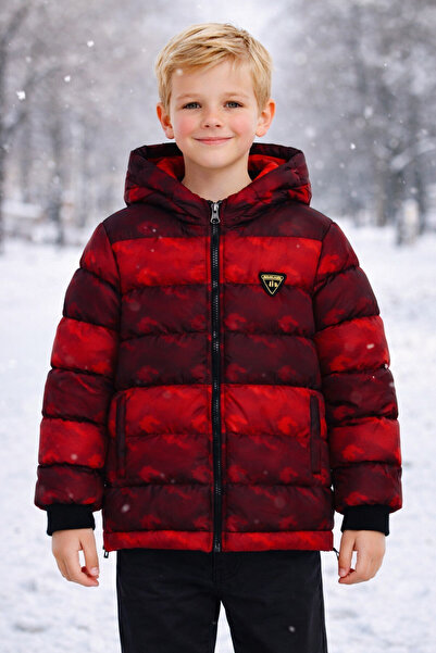 NANİCA Red Boy's Camouflage Patterned Coat 1-5 Years Old