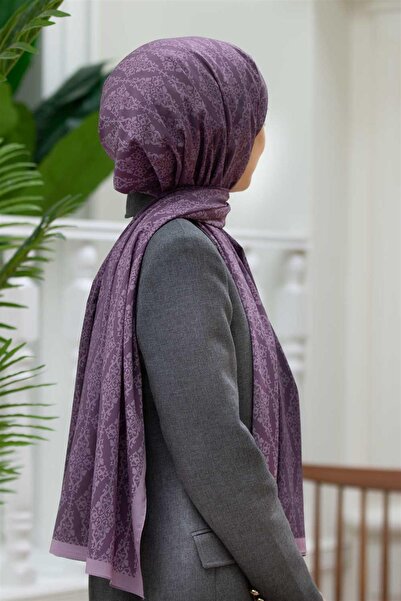 Vissona LÜKS MEDİNE İPEĞİ BAROK DESENLİ GÜL KURUSU RENKLİ KIRIŞMAZ ŞAL MOSS K...