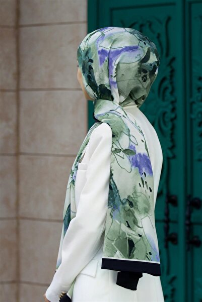 Vissona Luxury Medina Silk Juicy - Mint Green with Leaf Pattern 75X195 Non-Cr...