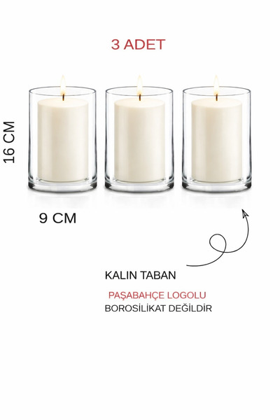 Paşabahçe 9X16 3'lü Silindir Mumluk (paşabahçe logolu)