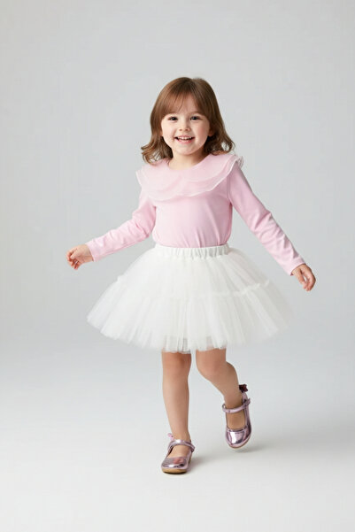 Le Mabelle White Girl's Tulle Skirt - Miley