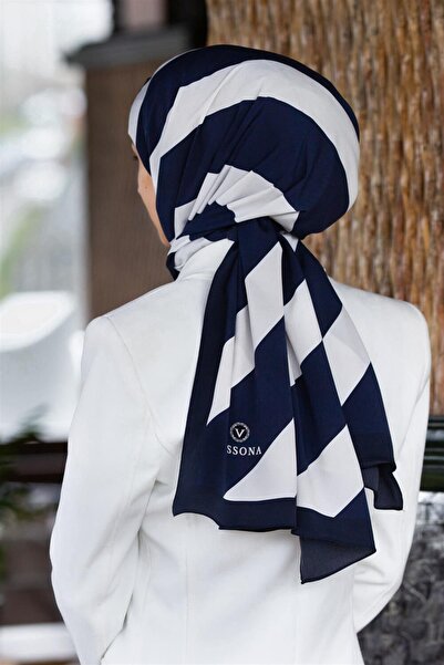 Vissona MĂTĂ DE LUX MEDİNE CU MODEL DUNGĂ ALBASTRU MARIN - CREAMĂ 75X195 ȘAL ...